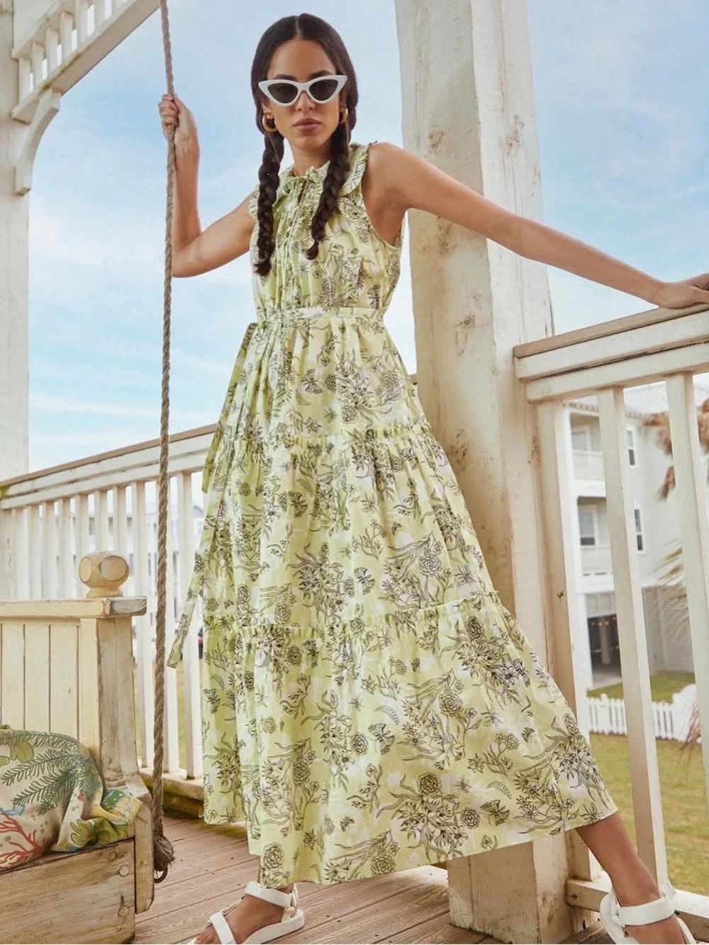 Hunter Bell Westin Midi Dress Green Gardenia S